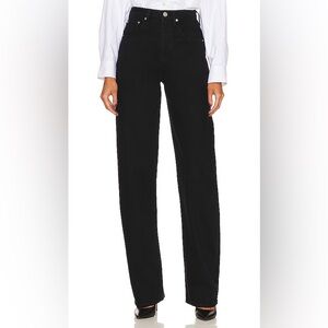 FRAME Long Barrel Straight in Film Noir black jeans size 25